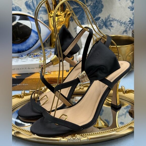 🆕 TED BAKER 🧿 NWOB Belle Black Satin Half Bow Sandal, Sz 38.5 US 8 - Picture 8 of 16